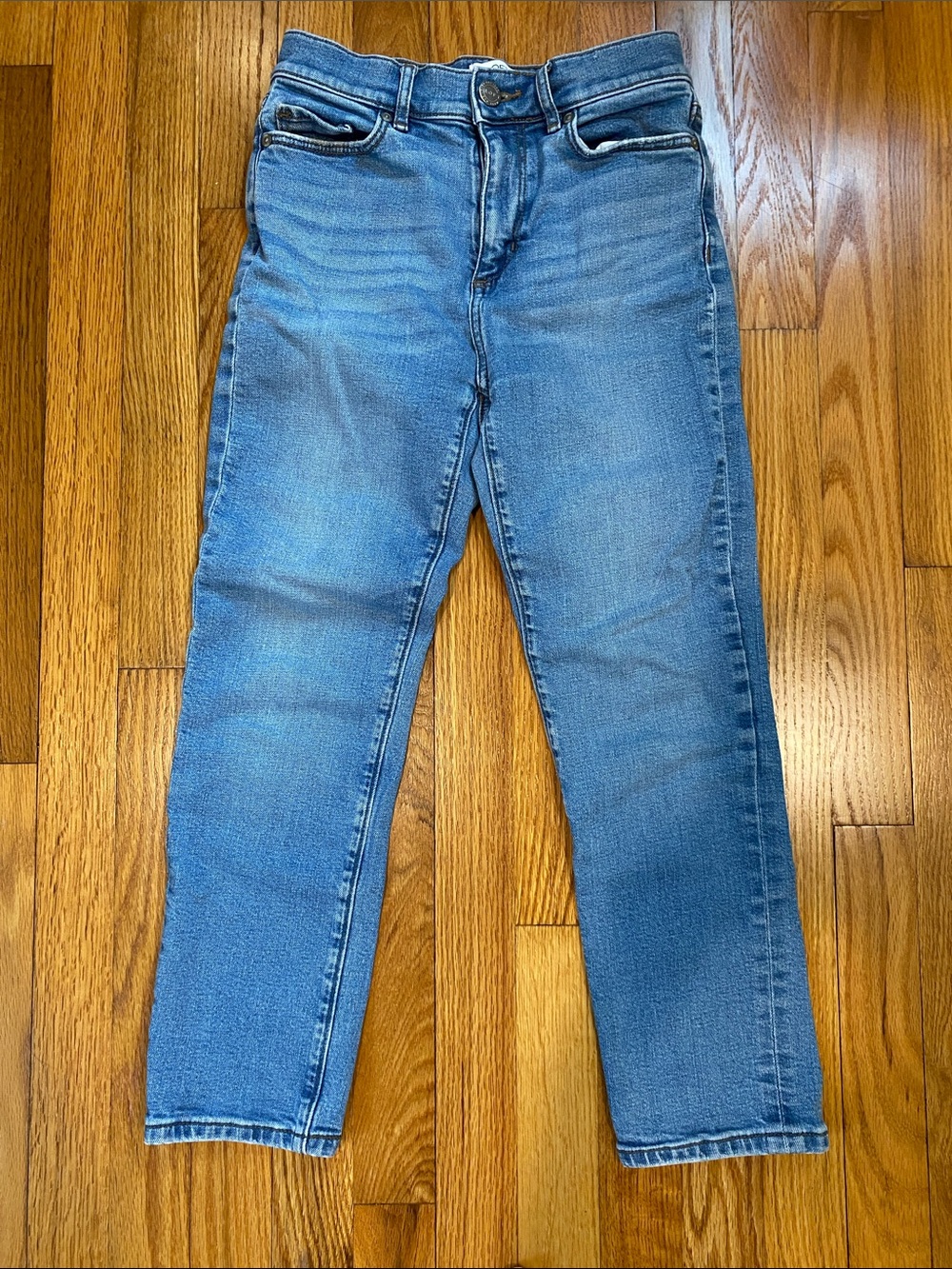 Loft High Rise Straight Crop Jeans Mid Wash